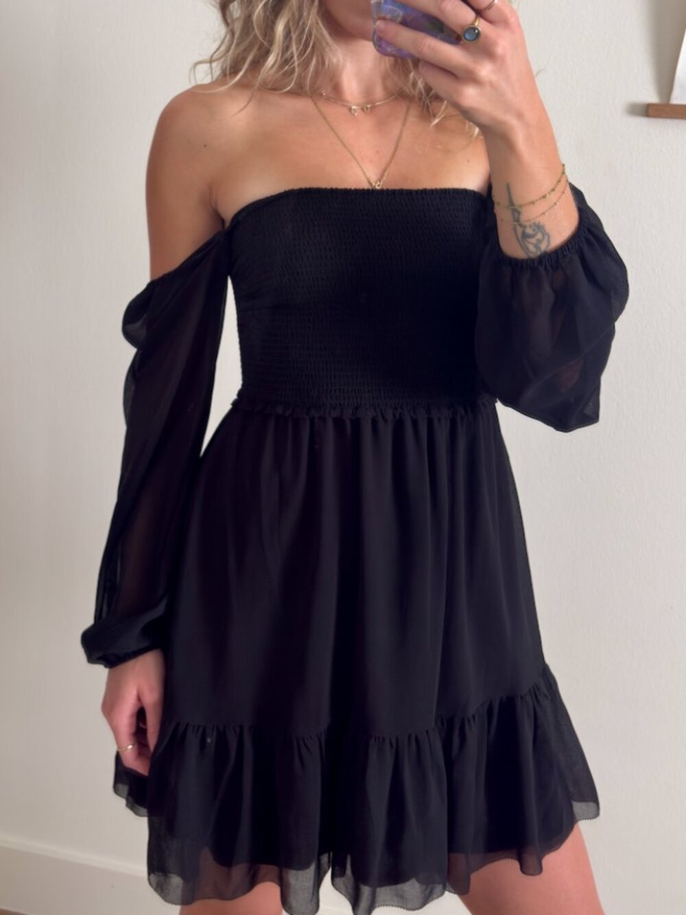 Aritzia Wilfred Tempest Mini Dress Black XS